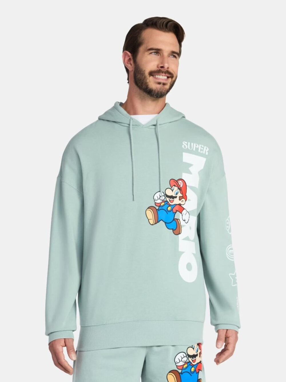 Nintendo Mario Men's Graphic Fleece Hoodie XXL Pullover Gaming Sweatshirt